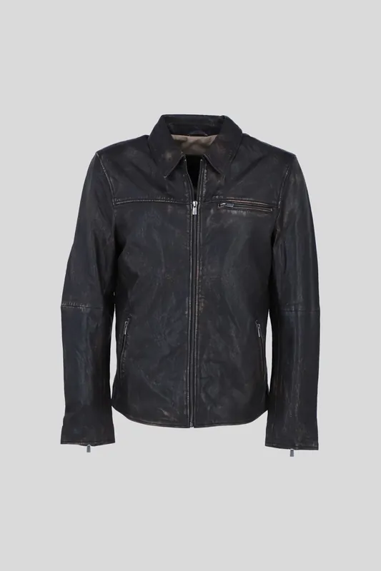 Real Leather Jacket with Zipper Pockets & Front Zip Closure - Ashwood Leather