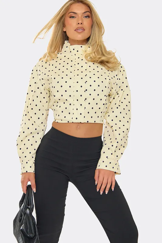 Long Sleeve High Neck Polka Dot Jacket - EGO