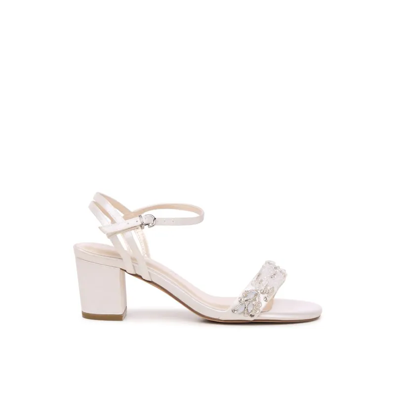 Adorn' Wide Fit Mid Block Heel Wedding Sandals - Paradox London