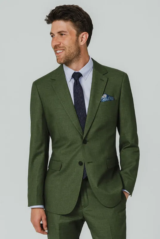 Pine Green Suit Jacket Textured Weave - Dobell
