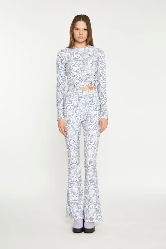 Swirl Print Flare Pants - Shnoo