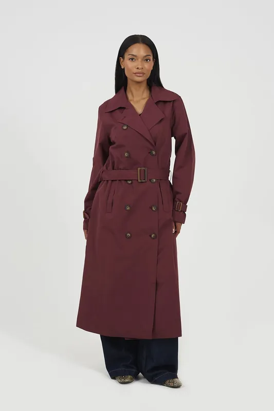 Double-Breasted Longline Trench Coat