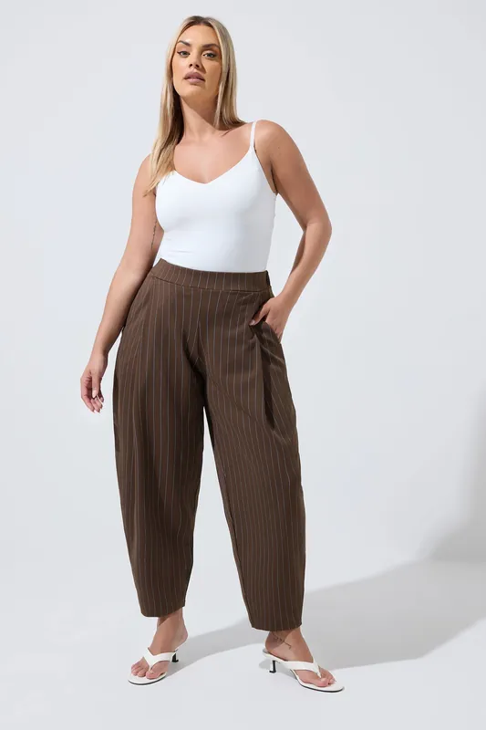 Pinstripe Barrel Leg Trousers - Yours