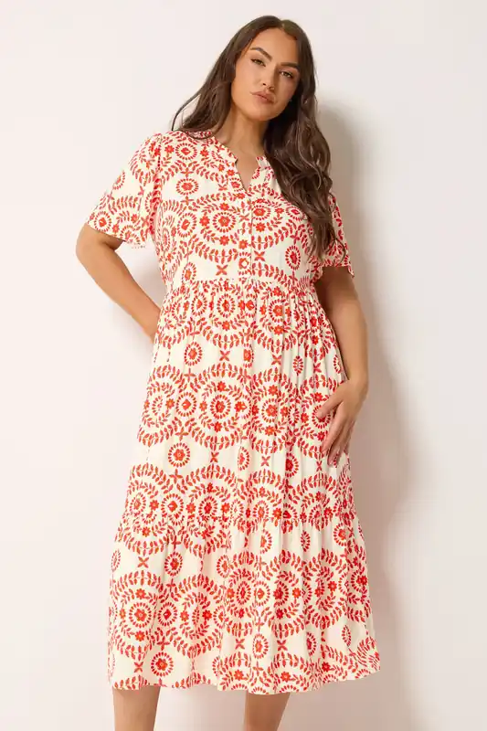 Floral Half Placket Maxi Dress - Yours