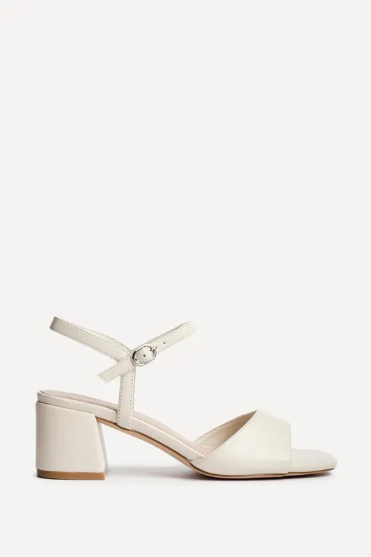 Darlene Nude Faux Leather Low Heeled Sandals - Linzi