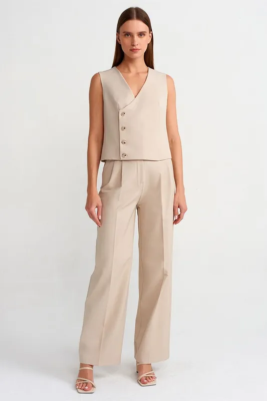 High-Waist Wide-Leg Crepe Trousers With Belt