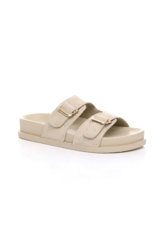 Flatform Double Buckle Footbed Sandals - AJVANI