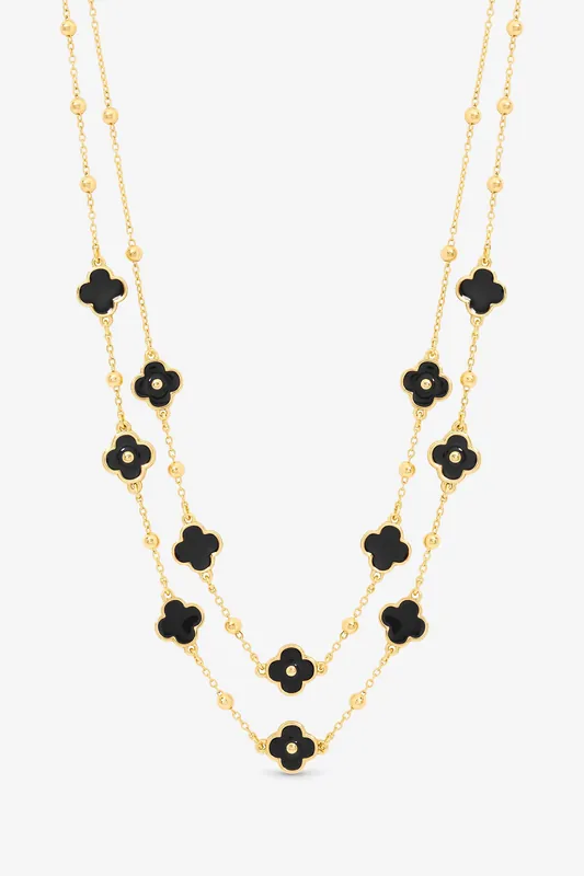 Jet Clover Multi Row Necklace - Mood