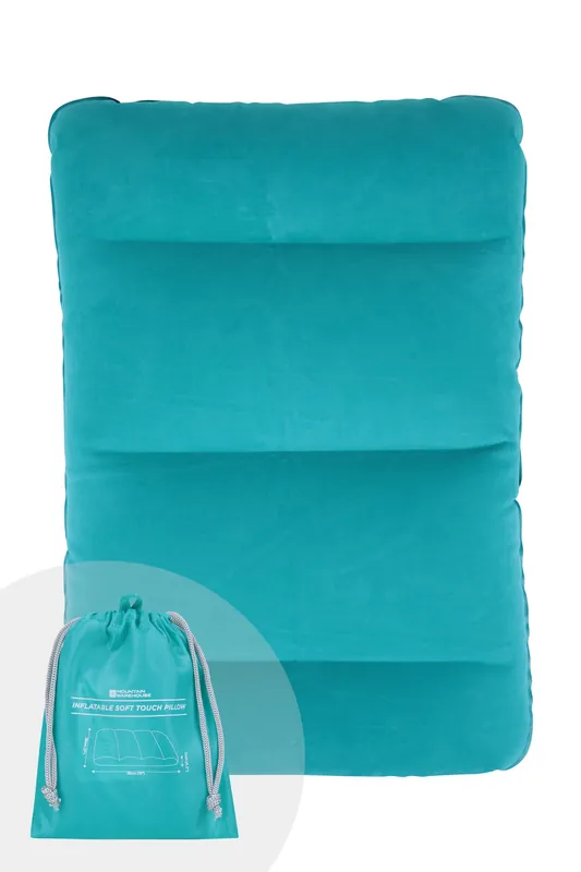 Compact Lightweight Easy Inflate Soft Camping Travel Airplane Pillow - Mountain Warehouse