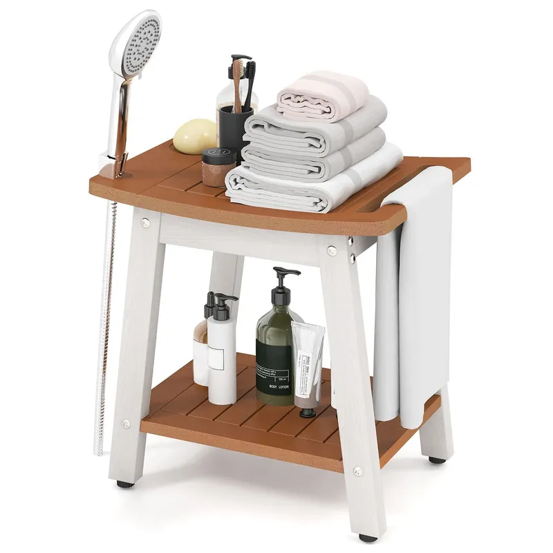 Shower Bench Seat HIPS Shower Stool With Handle And Shower Head - Gymax