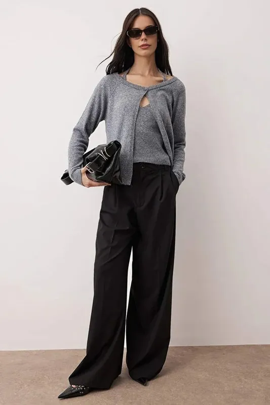 Soft Knit Boat Neck Cardigan and Top Co-Ord Set