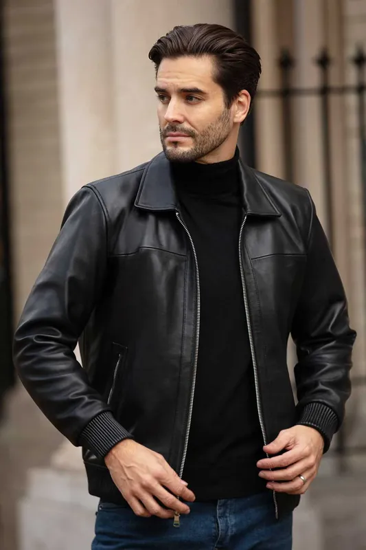 Lorenzo' Classic Real Leather Bomber Jacket - Ashwood Leather