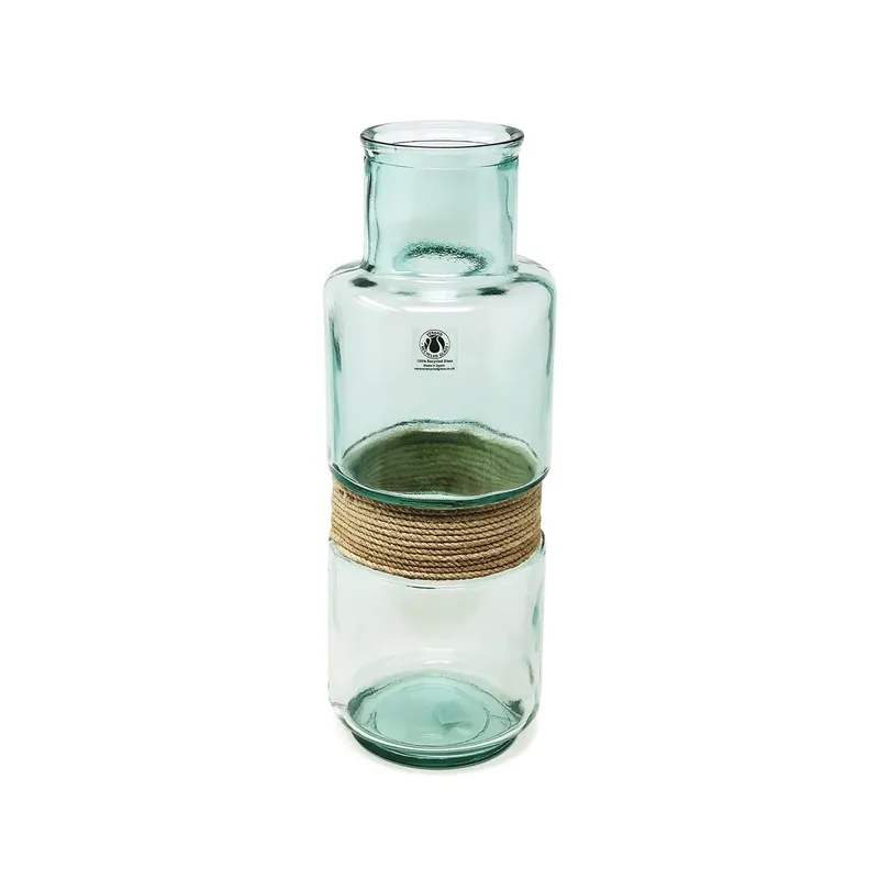 Glass Hemp Clear Home Décor Large Slim Aba Vase (H) 45cm - Verano Spanish Ceramics