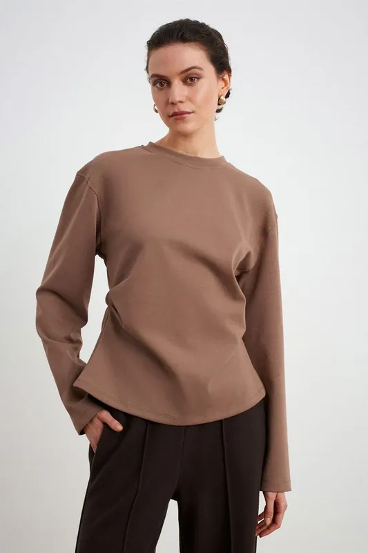 Women's Regular Fit Crew Neck Knit Blouse - Dilvin