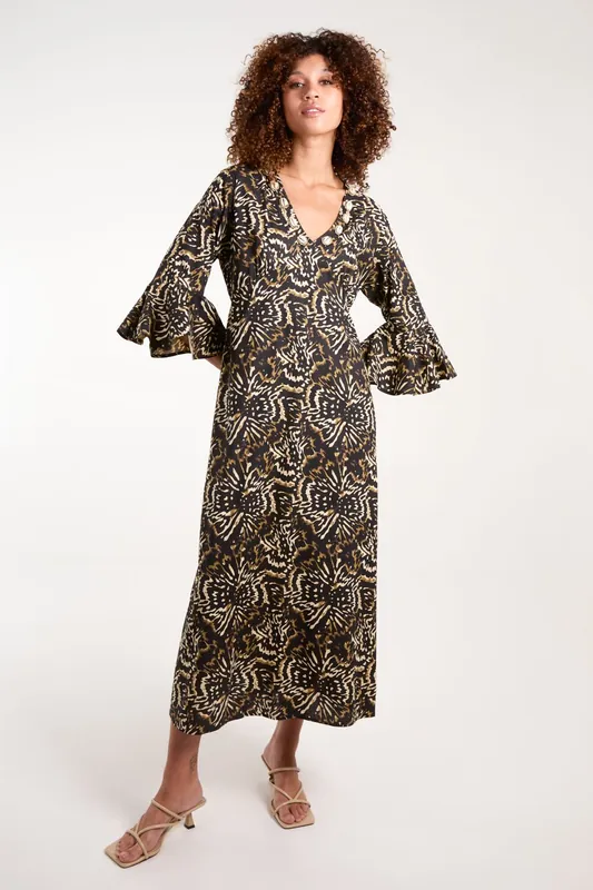 V Neck Shell Midi Dress - Blue Vanilla