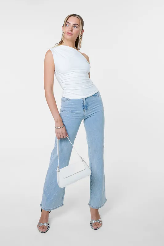 Light Blue Diamante Jeans - Pink Vanilla