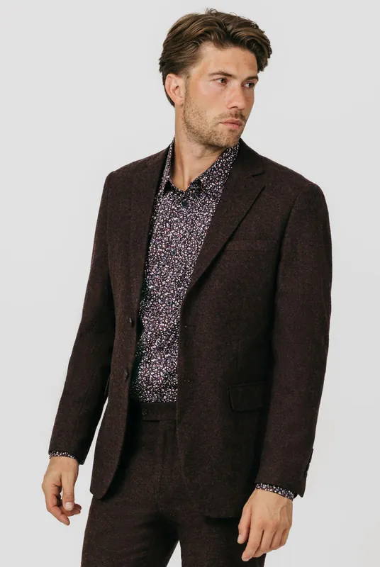 Burgundy Donegal Tweed Jacket - Dobell
