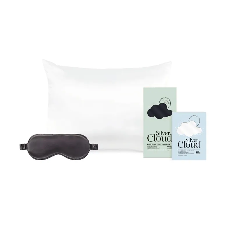 Silver Cloud Silver Ion Black Sleep Mask & White Pillowcase