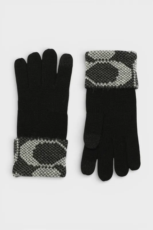 Jumbo Signature C Knit Gloves Black - Coach