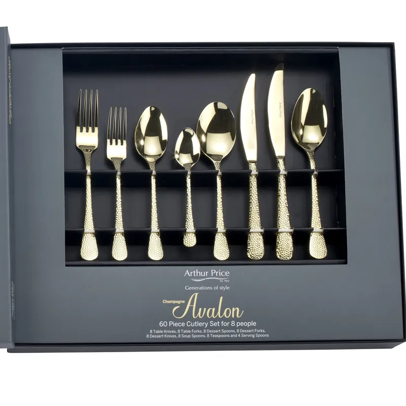 'Champagne Avalon' Stainless Steel 60 Piece 8 Person Boxed Cutlery Set - Arthur Price