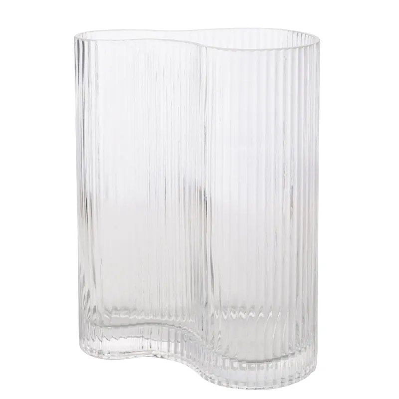 Clear Ribbed Glass Vase - Large