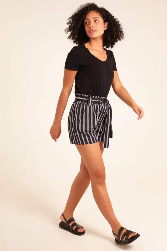 Stripe Belted Shorts - Blue Vanilla