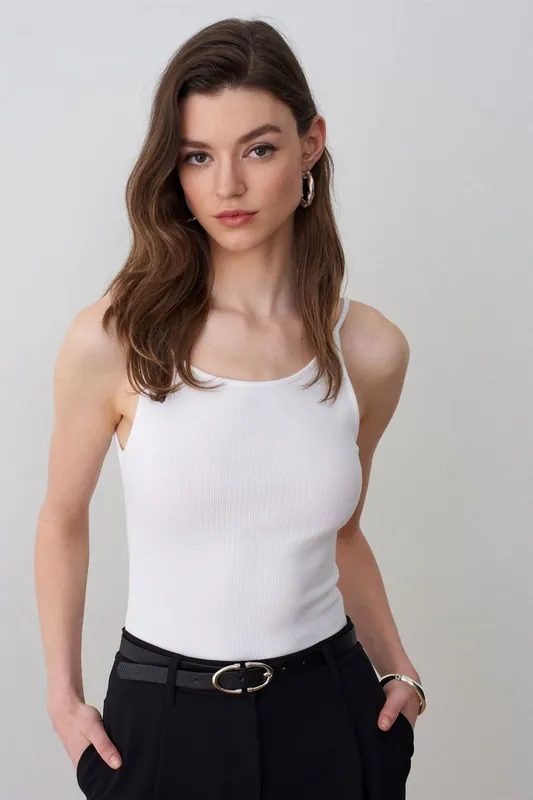 Ribbed Sleeveless Cami Blouse - Dilvin