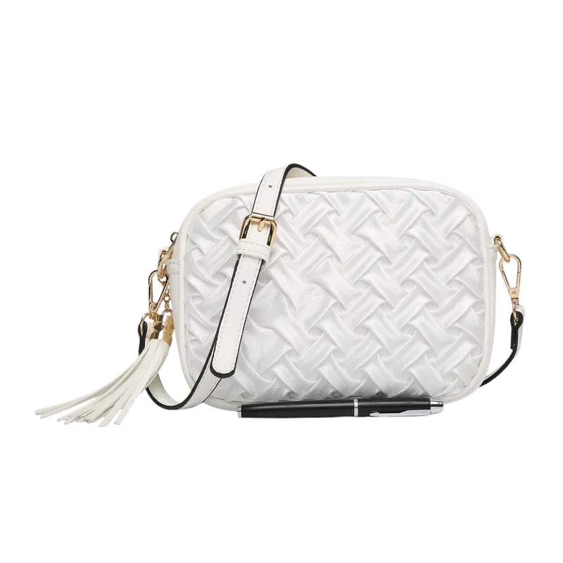 Women's Velvet Woven Pattern Crossbody Shoulder Handbag - Kitise