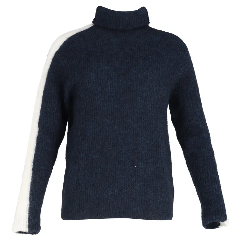 Preloved Knitted Turtleneck Sweater in Navy Blue Wool - Ganni
