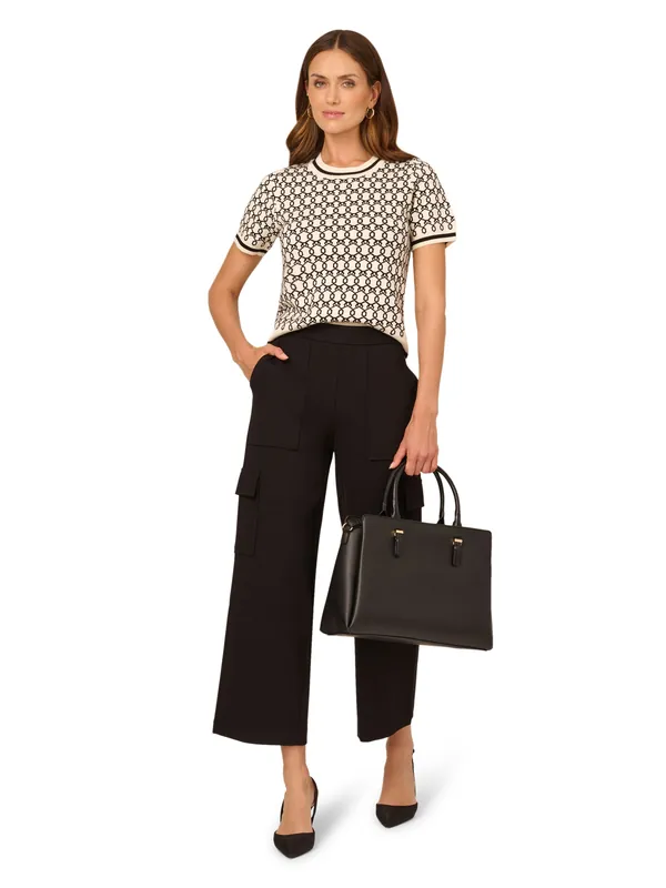 Patterned Crew Neck Sweater - Adrianna Papell
