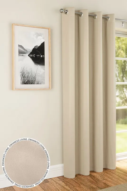 Enhanced Living 'Nightfall' Natural Plain Supersoft Thermal Blockout Single Eyelet Door Curtain