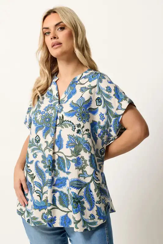 Paisley Print Pleated Blouse - Yours