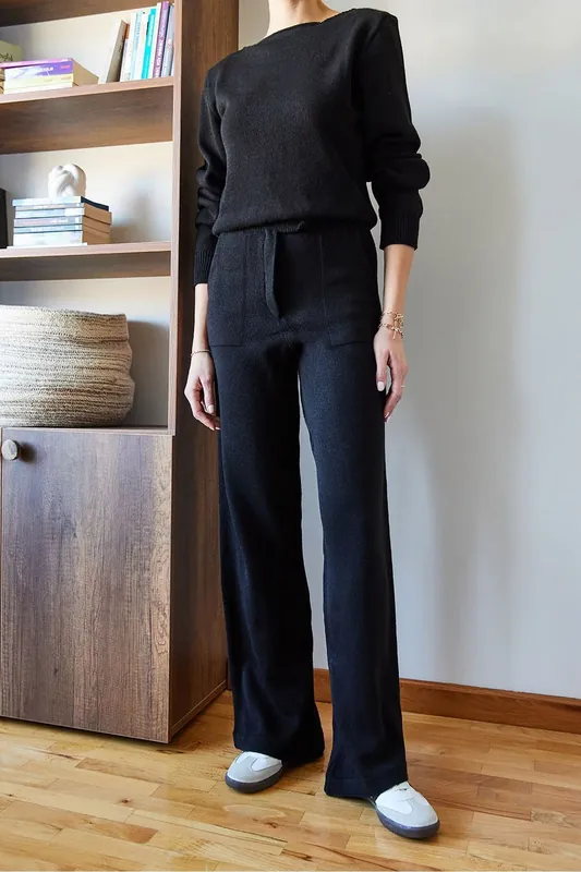 Ribbed Knit Co-Ord Set with Crew Neck