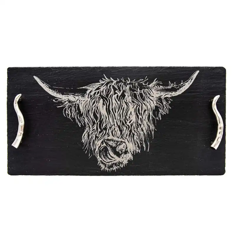 Slate Serving Tray - Large - Highland Cow
