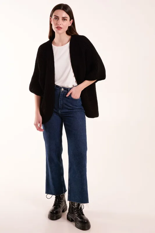 Knitted Mid Length Cardigan - Blue Vanilla