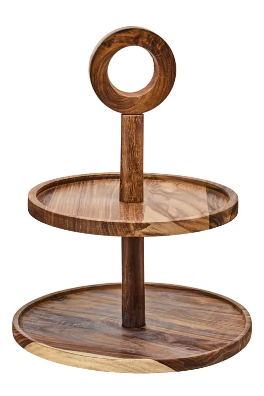 Kora Sheesham Wood Two Tier Cake Stand - Orsina