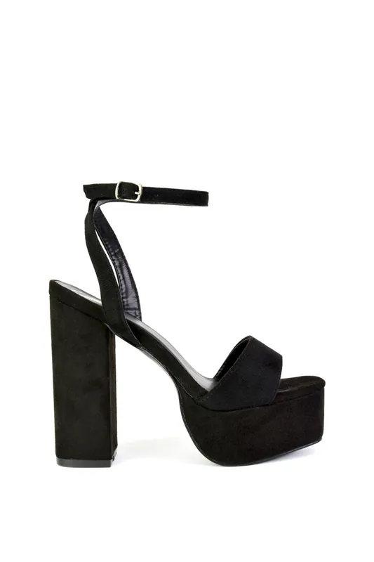 Jayce' Strappy Chunky Block High Heel Platform Shoes With Square Toe - XY London