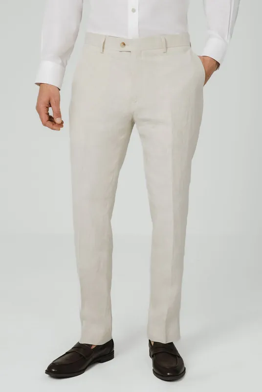 Cream Pure Linen Suit Trousers - Dobell