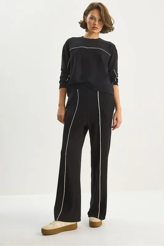 Striped High Waist Long Sleeve Two-Piece Coord Set