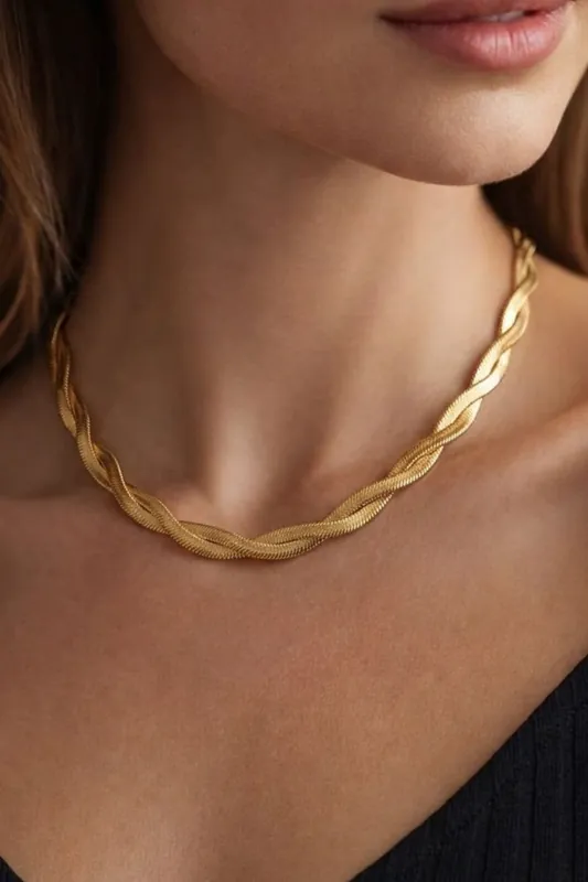 Gold Plated Twist Necklace - Serla