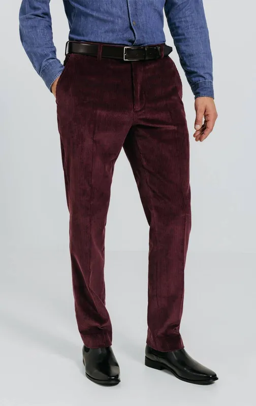 Burgundy Corduroy Trousers - Dobell