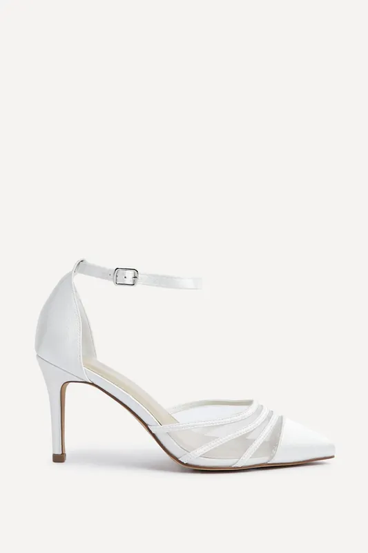 Tianey Wide Fit Bridal Ivory Mesh Court Heels - Linzi