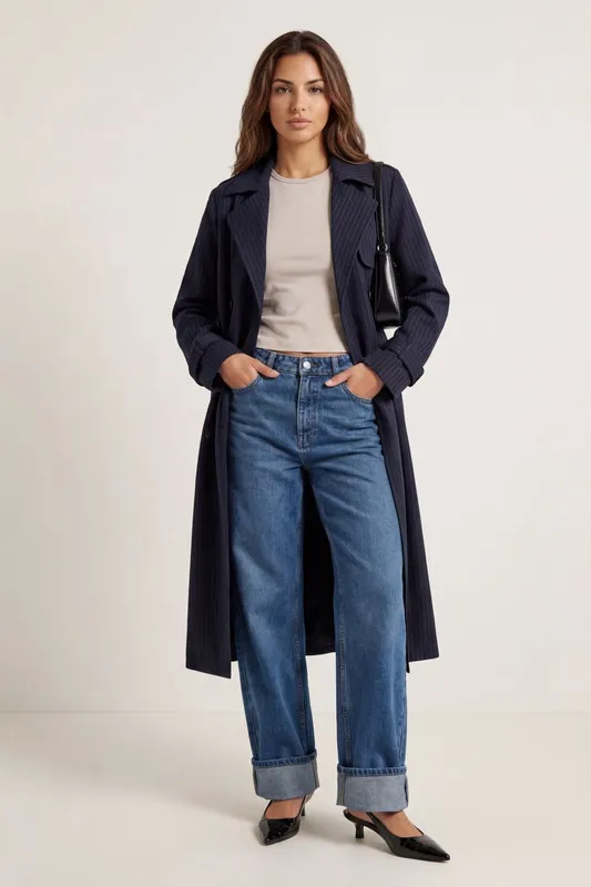Stripe Trench Coat - Urban Bliss