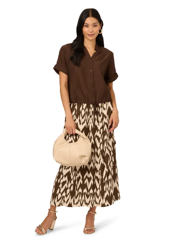 Front Tie Woven Shirt - Adrianna Papell
