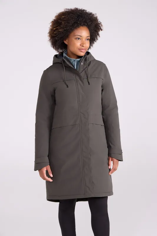 Avery' Waterproof Warm Insulated Long Hooded Full Zip Winter Jacket - Mountain Warehouse