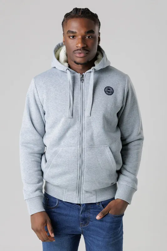 Brushed Back Fleece Zip-Through Hoody with Borg Lining