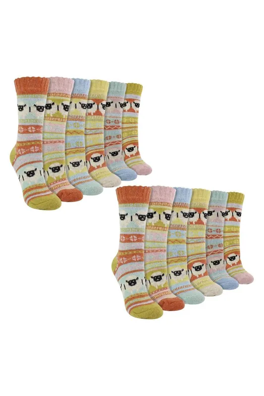 12 Pack Alpaca Socks with Sheep Pattern - Sock Snob