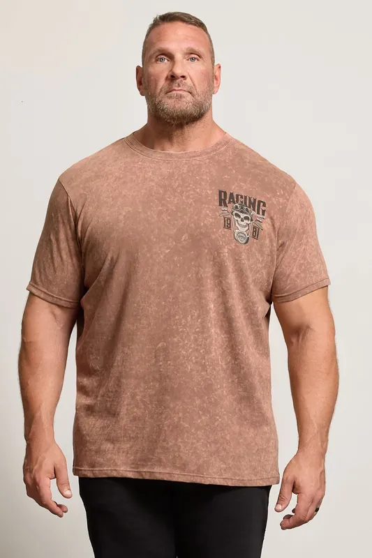 Acid Wash Skull Graphic T-Shirt