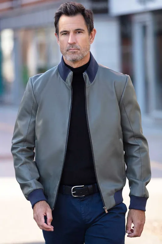 Real Leather Modern Style Bomber Jacket - Ashwood Leather