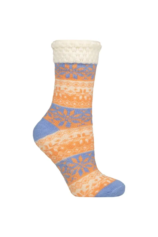 Women's 1 Pair Feather-Lined Fairisle Home Socks